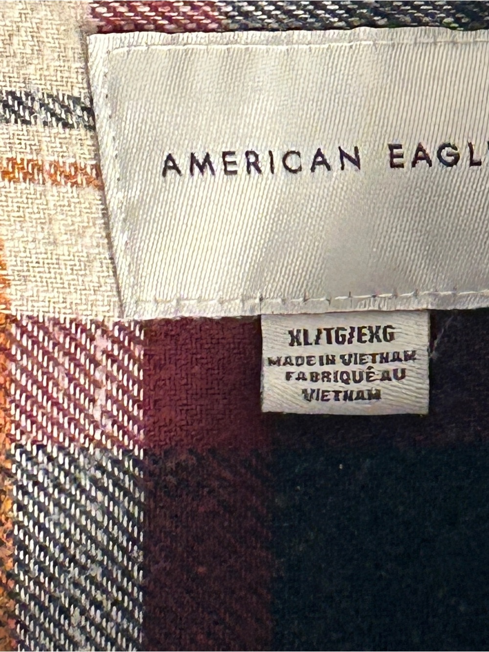 American Eagle shirt women’s XL Cropped plaid flannel XL crop top maroon green - Picture 3 of 16